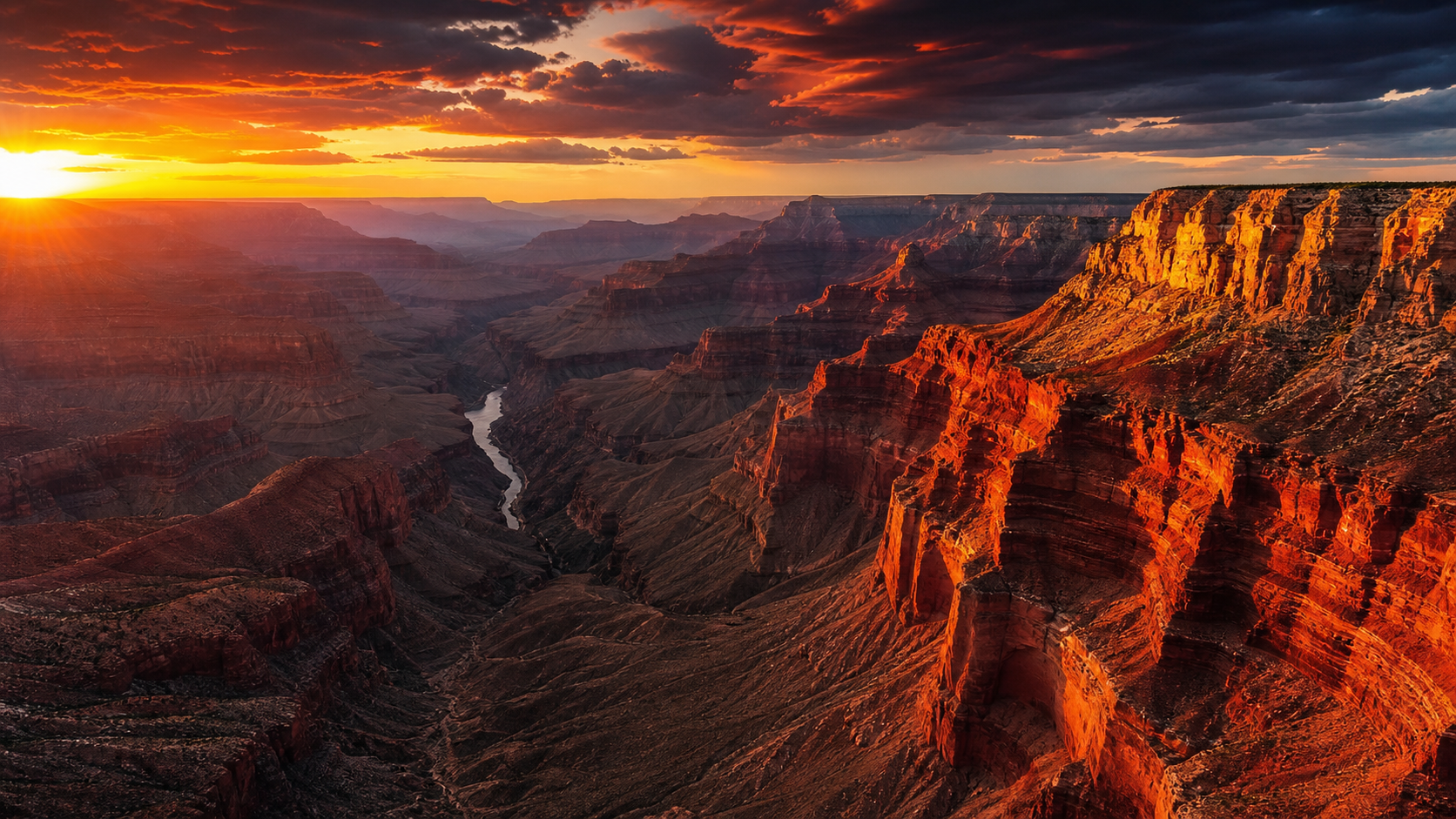 Grand Canyon aerial at sunset