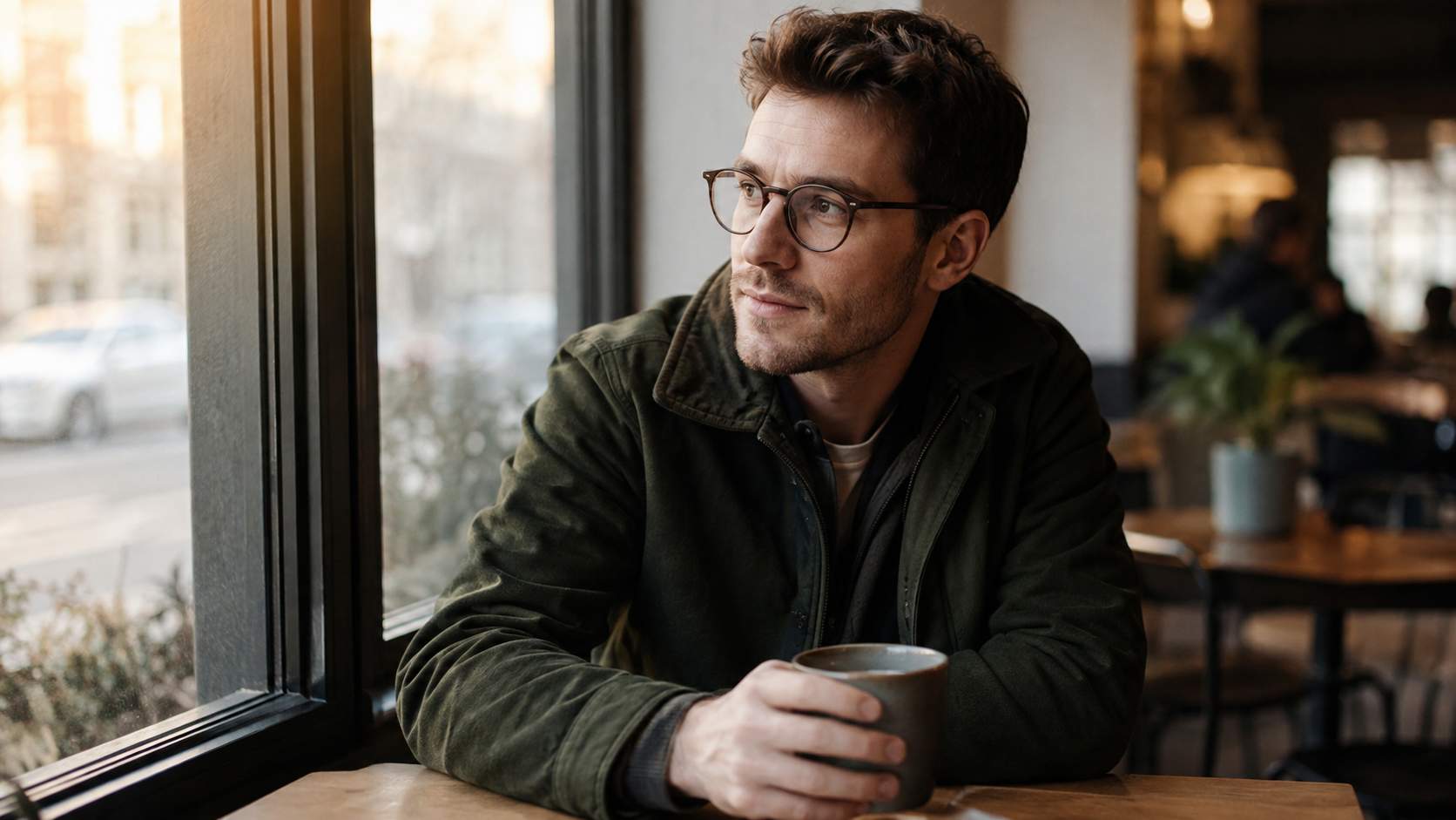 Reference image 2: character B, man with glasses