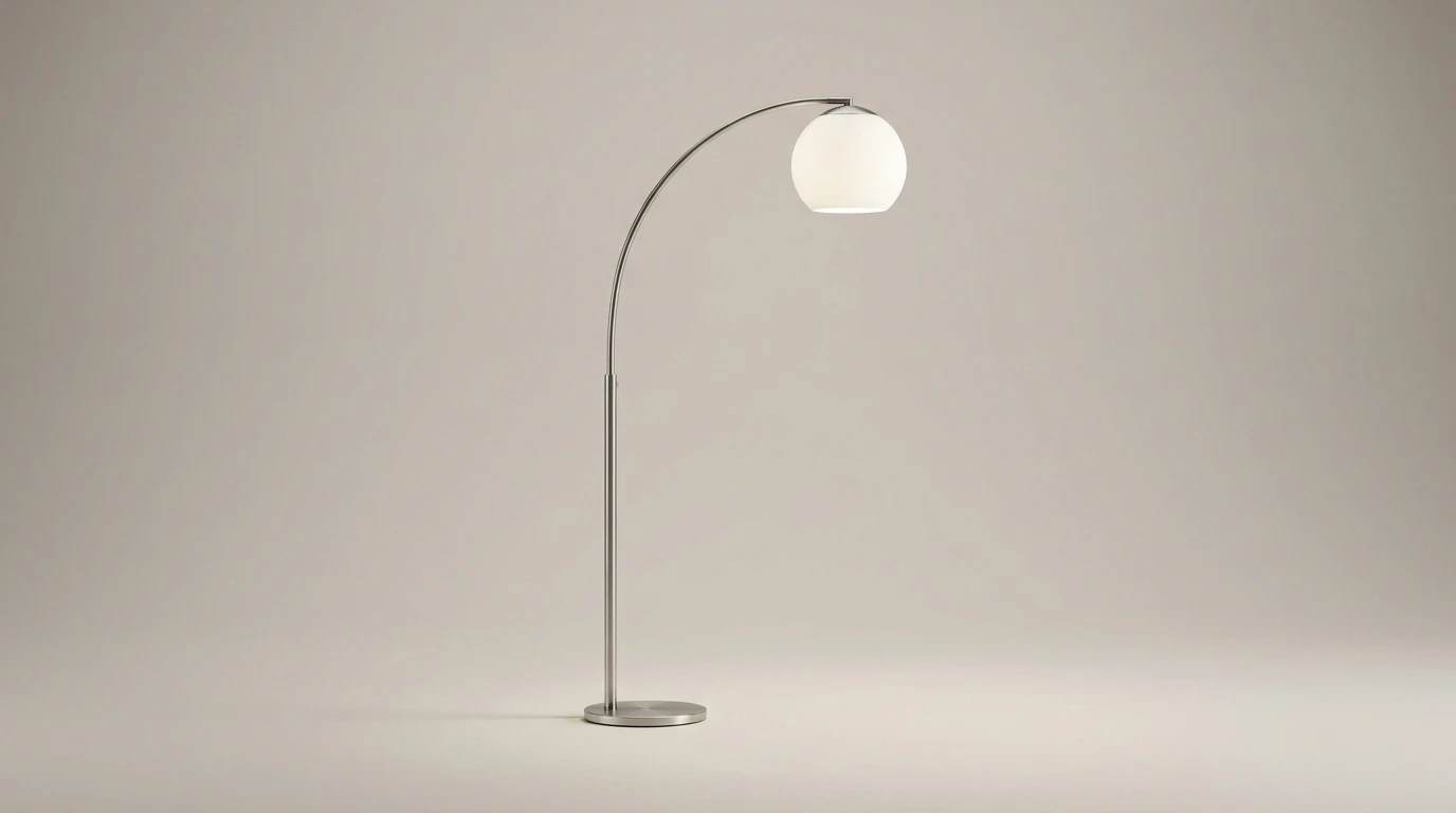 Lampada ad arco in cromo spazzolato